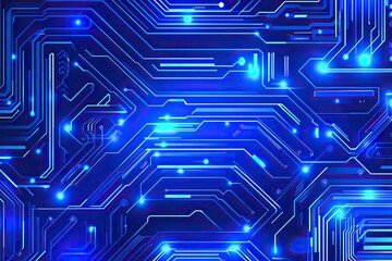 Abstract circuit board design with glowing blue lines and points
