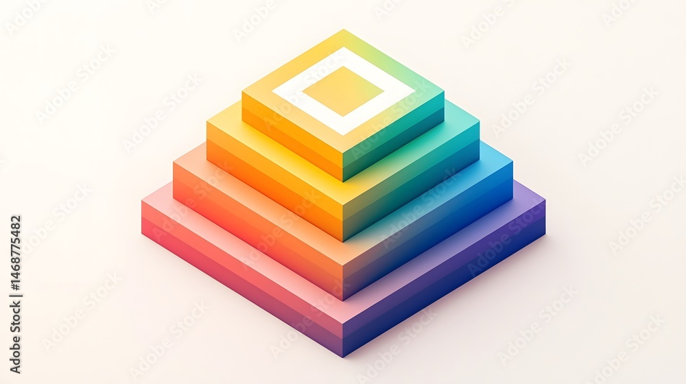 Poster colorful isometric bar chart with gradient blocks