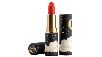 Lipstick graphic with beautiful and lovely cloud illustration, isolated on transparent background. PNG