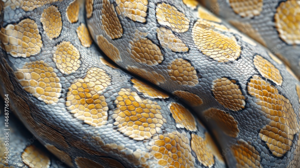 Poster detailed view of a colorful snake's scales showing intricate patterns in a close-up shot