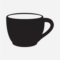 Black Silhouette Mug Icon on White Background