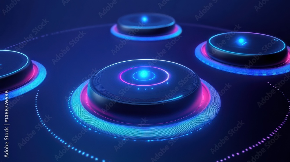 Poster artificial intelligence illustration. abstract technology circles. data transfer concepts in interne