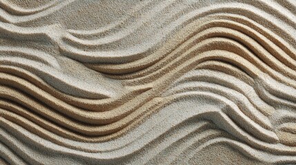 Smooth Beige Sand Ridges Forming Abstract Waves in Texture