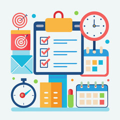 calendar and planning icon doodles   clock  checkl