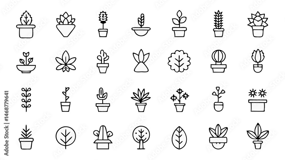 Aufkleber plants line icon set vector pictograms of tree for multiple styles suitable for eco-friendly and nat