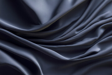 Obraz premium Luxurious dark navy fabric with soft, flowing folds and smooth texture.