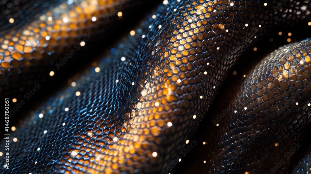 Aufkleber close-up of shimmering reptile skin showcasing intricate patterns and textures in natural light