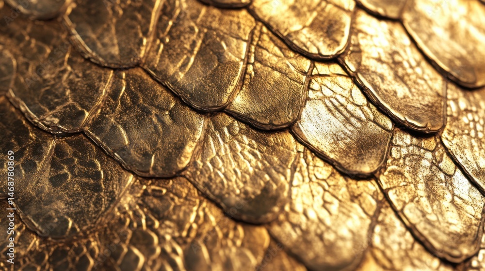 Poster golden fish scales glistening under bright light showcase intricate textures and patterns in this cl