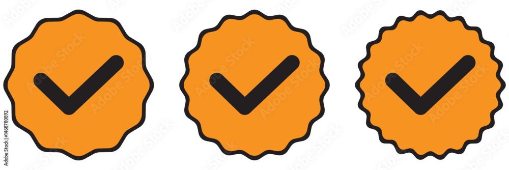 Poster social network icons account verification icon verified icon profile set vector checkmarks on white 