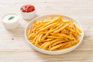 French fries with sour cream and ketchup