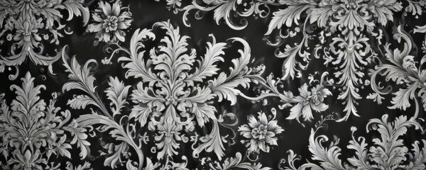 Classic black & white damask  Intricate floral scrolls & arabesques , style, decor, monochrome