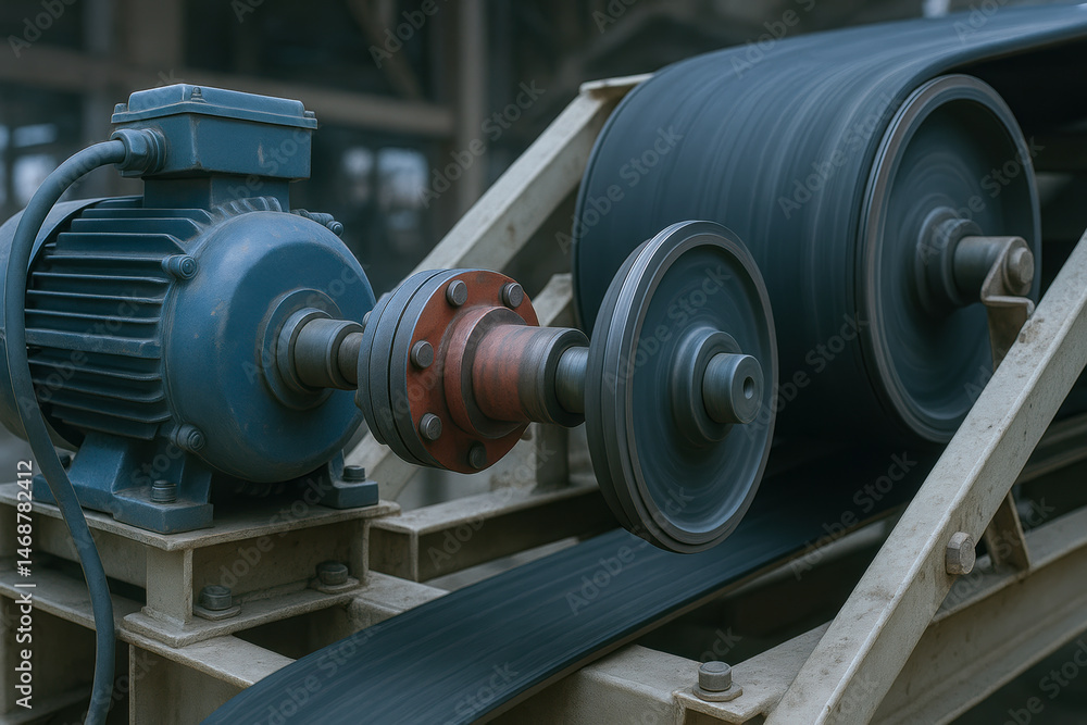 Aufkleber industrial machinery with belts in motion powers conveyor system for efficient material handling in 