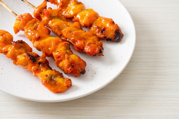 grilled chicken skewer yakitori serve in izakaya style