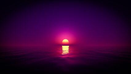 A beautiful sunset over the surface of the ocean.