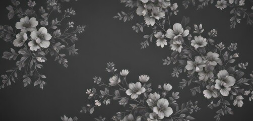 Subtle charcoal grey floral wallpaper, tiny blooms  , leaf, flowers