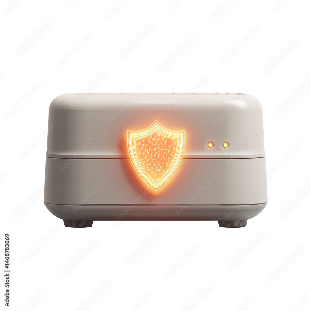 Aufkleber secure smart home hub with glowing security shield represents data safety