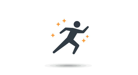 Simple graphic of a magic wand with two orange sparkling stars