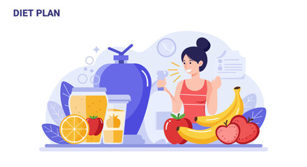 Vibrant fruit and juice arrangement with orange slice and red apple