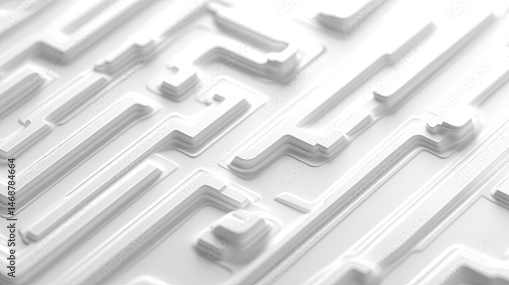 Poster abstract design featuring intricate white lines and layered forms.