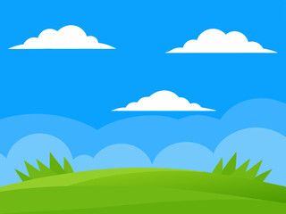 landscape with mountains and clouds grass illustration