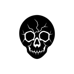 cracked skull icon on white background  .svg