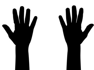 Deux silhouette de mains noir sur fond transparent.