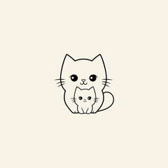Mother cat and baby cat vector icon illustration