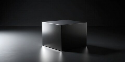 A sleek black cube dominates a vast