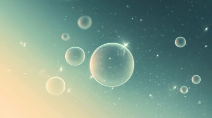 Glowing transparent bubbles floating in a serene starlit atmosphere