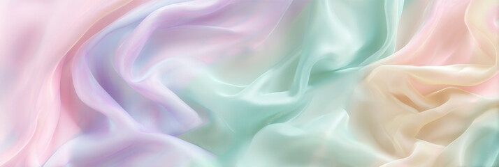 Fototapeta premium Elegant pastel silk fabric draping softly in subtle waves during soft daylight in a serene setting