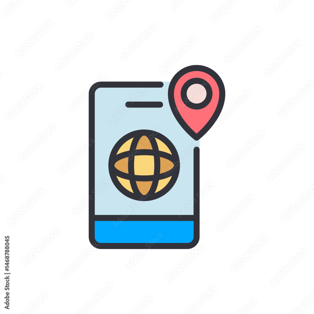Aufkleber mobile app with global reach showcasing mapping and location identification