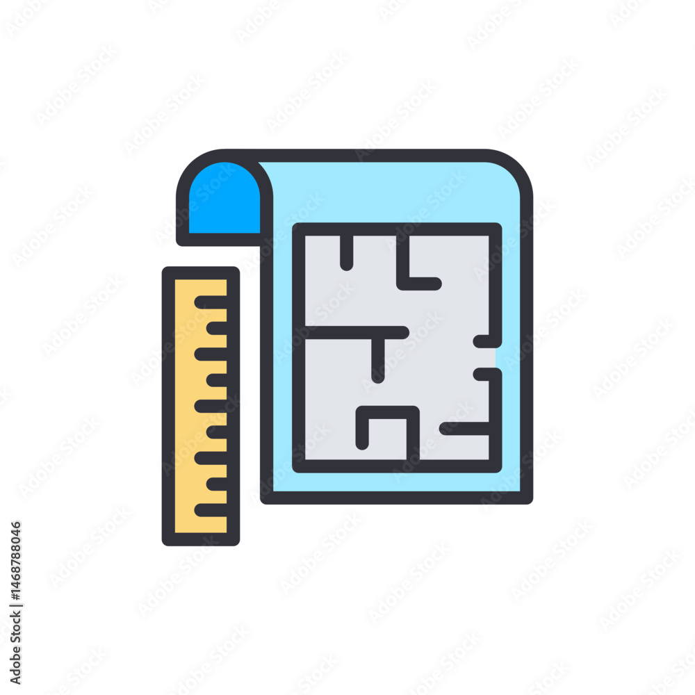 Poster creative blueprint layout with measurement scale design concept symbol