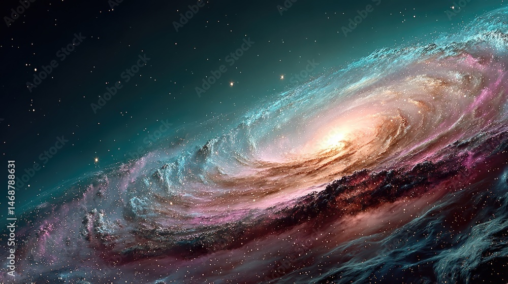 Poster cosmic swirls of colorful nebula in deep space galaxy astrophotography celestial view universe