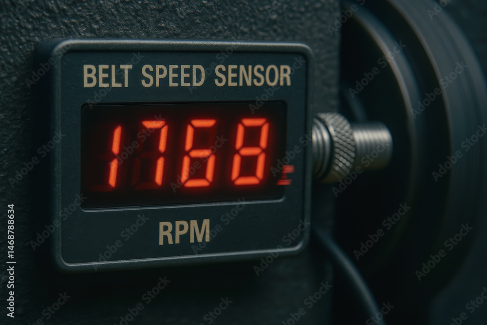 Aufkleber belt speed sensor displays rpm on machinery to monitor belts rotation and ensure efficient operation