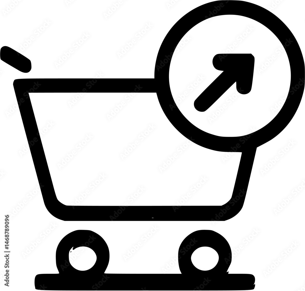 Poster ecommerce checkout with a shopping cart arrow