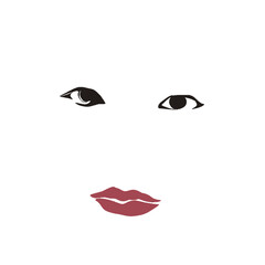 silhouette of woman's eyes and lips on a white background
