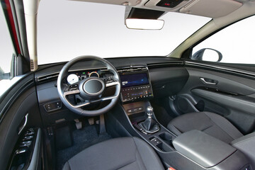 Interior of a passenger car with a dashboard