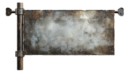 Blank old metal nameplate vintage grunge rust texture, isolated on transparent background. PNG