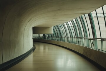 Obraz premium Curved indoor pathway with arched windows