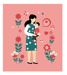 Happy Mother's Day Vector Illustration Set - Family Celebration Graphics-01