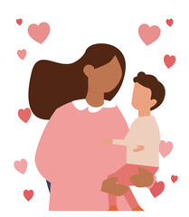 Happy Mother's Day Vector Illustration Set - Mother & Child Graphics Pack-03