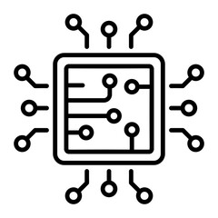 An outline style icon of ai chip