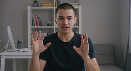 Person gesturing indoor