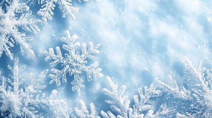 Sparkling snowflakes winter background, holiday card