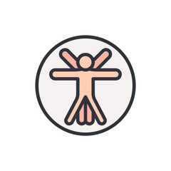 A human figure in a circle, expressing balance, symmetry and well-being