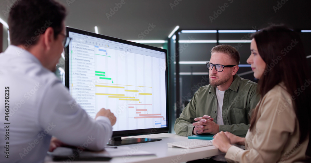 Poster efficient hispanic assistant manages staff scheduling and organization
