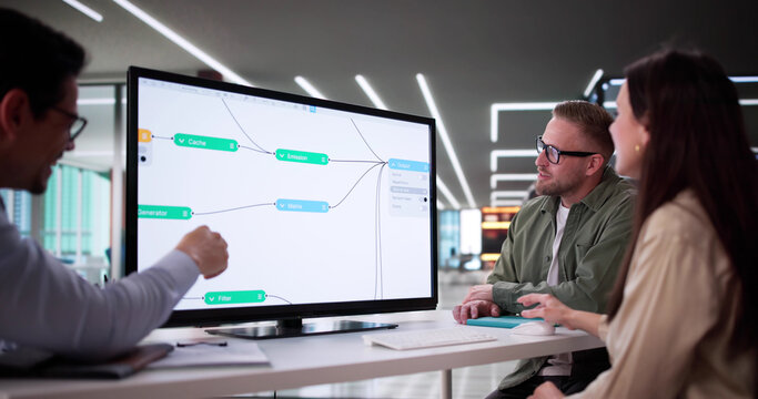 Professional Engineers Using Node Editor For AI Business Development
