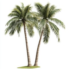 Obraz premium Two palm trees isolated on a white background