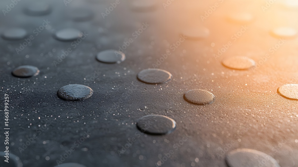 Poster dark gray circular grid texture with subtle golden light