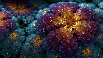 Fototapeta premium Fractal abstract art in vivid colors digital canvas nature inspired colorful design close-up view